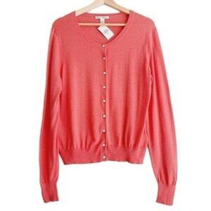 BANANA REPUBLIC NEW Silk Blend Cardigan Button Down Fine Knit Classic Pink Sz XL